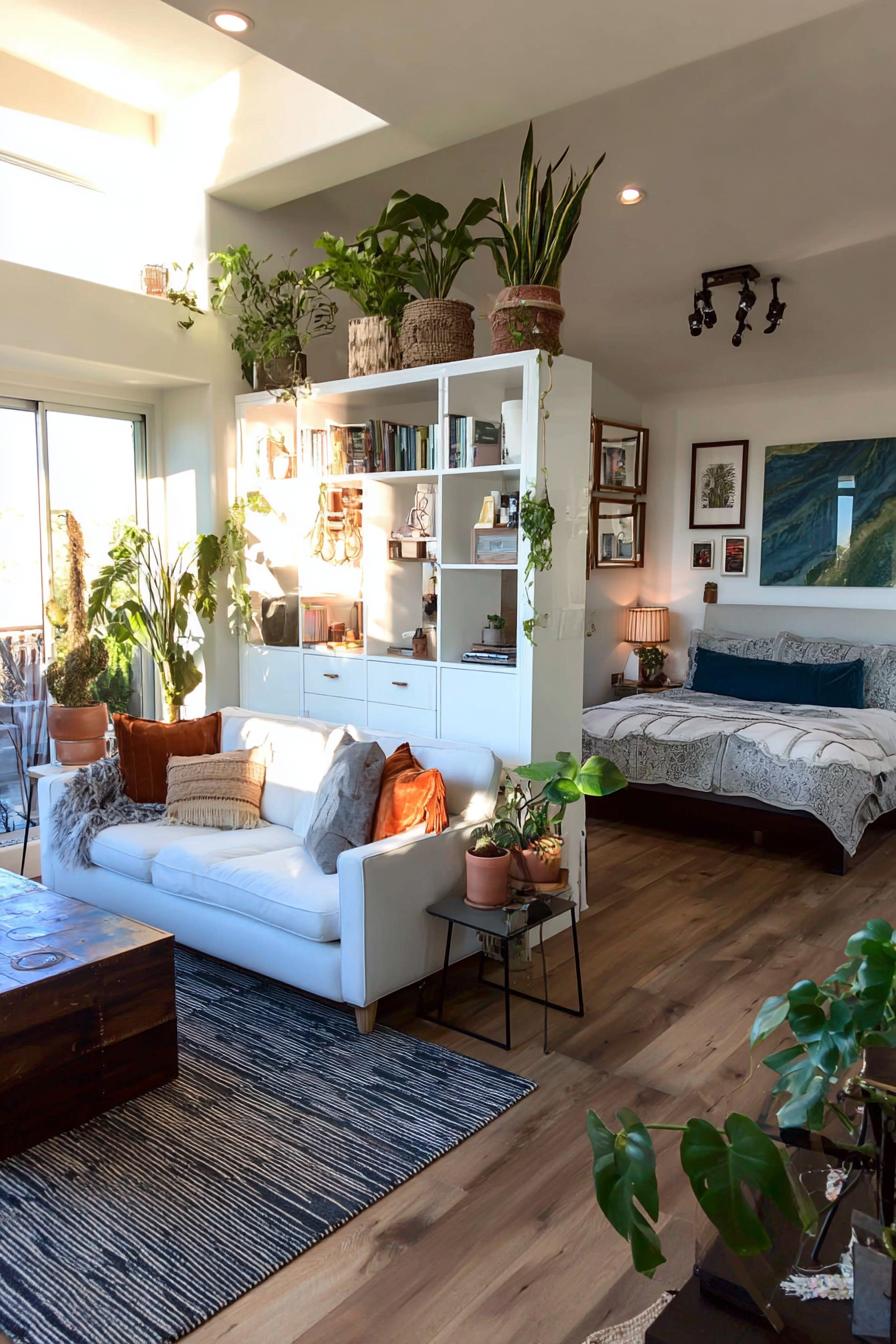 Style Multiple Green Plants on Bookshelf For Boho Charm