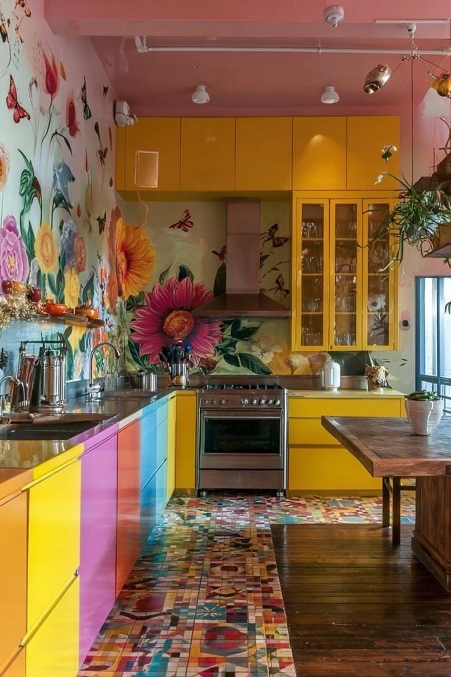 Transform Walls with Oversized Floral Murals For Dramatic Color