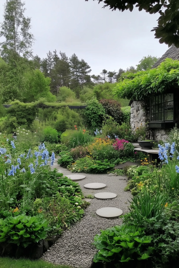 Use Circular Stepping Stones to Enhance Garden Path Layout