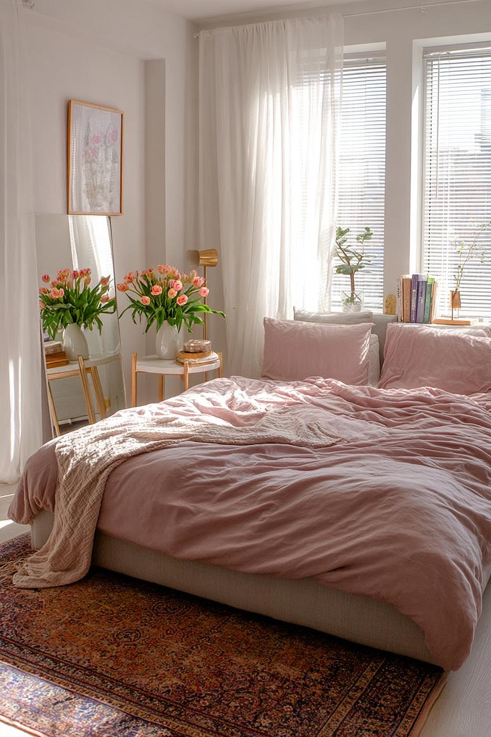Use Natural Light and Sheer Curtains For Cozy Pink Ambiance