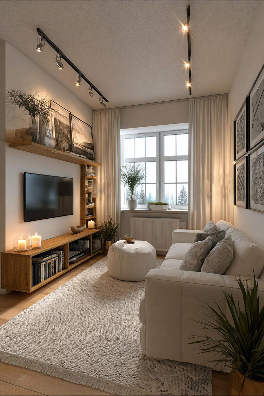 Use Track Lighting to Enhance a Very Cozy Living Room