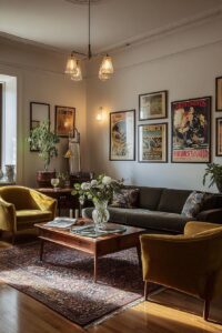 Use Vintage Poster Art to Enhance Vintage Living Room Design